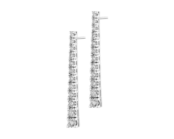 18 K Rhodium-Plated White Gold Dangling Earring with Diamonds 0,75 ct - fineness 18 K