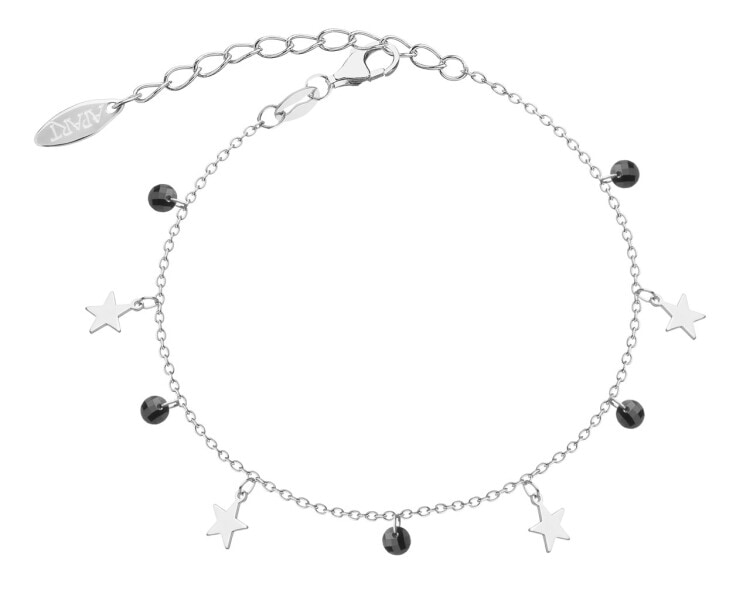 Bransoletka srebrna ze szlifowanym szkłem - gwiazdy