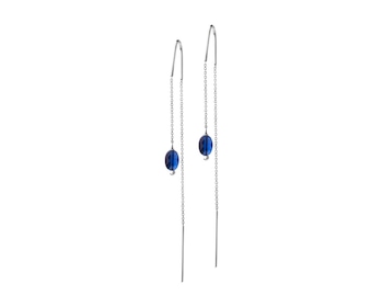 Rhodium Plated Silver Dangling Earring with Quartz
