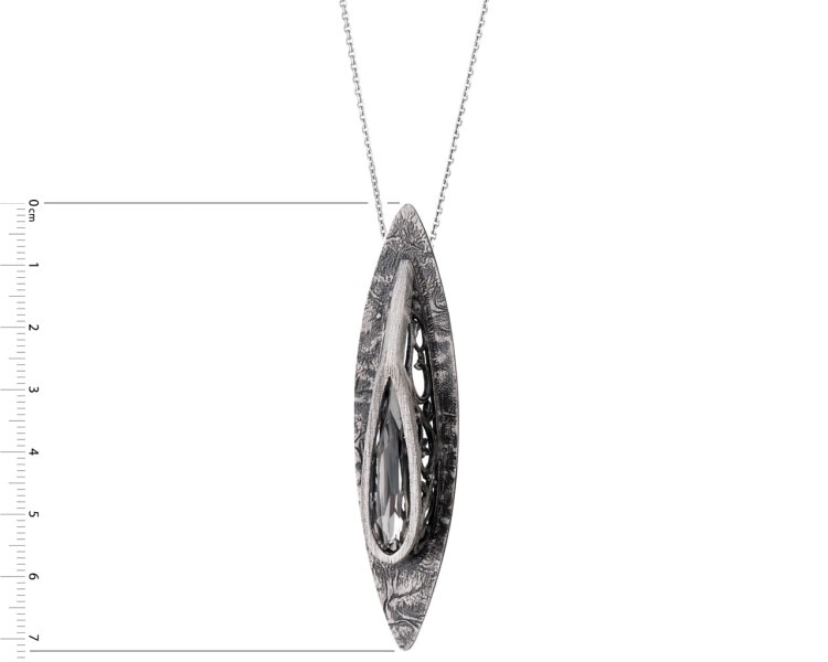Oxidized Silver Pendant with Glass