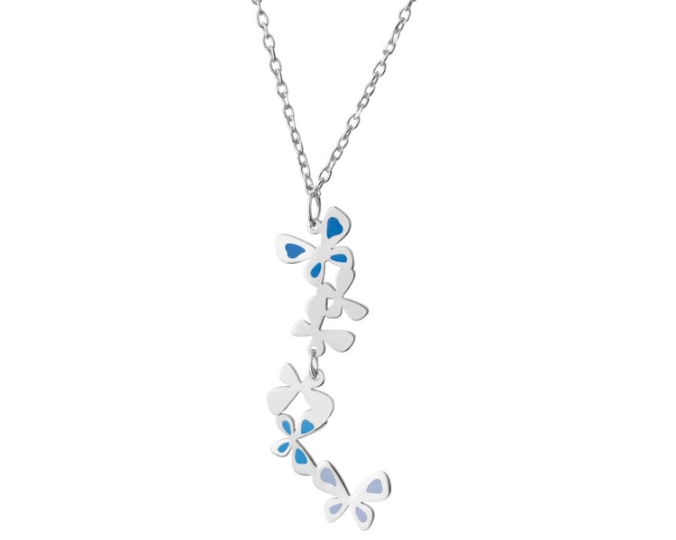 Stříbrný náhrdelník se smaltem - motýli