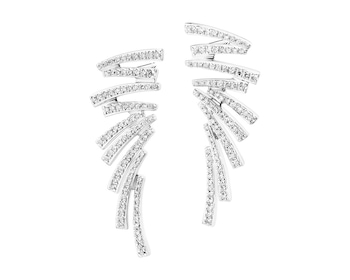 14 K Rhodium-Plated White Gold Dangling Earring with Diamonds 0,43 ct - fineness 14 K