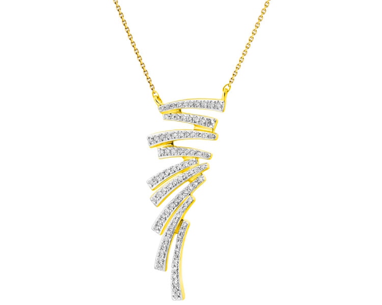 14 K Rhodium-Plated Yellow Gold Necklace with Diamonds 0,22 ct - fineness 14 K