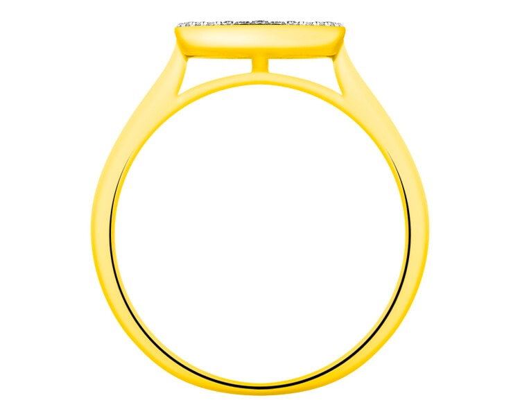 14 K Rhodium-Plated Yellow Gold Ring - fineness 14 K