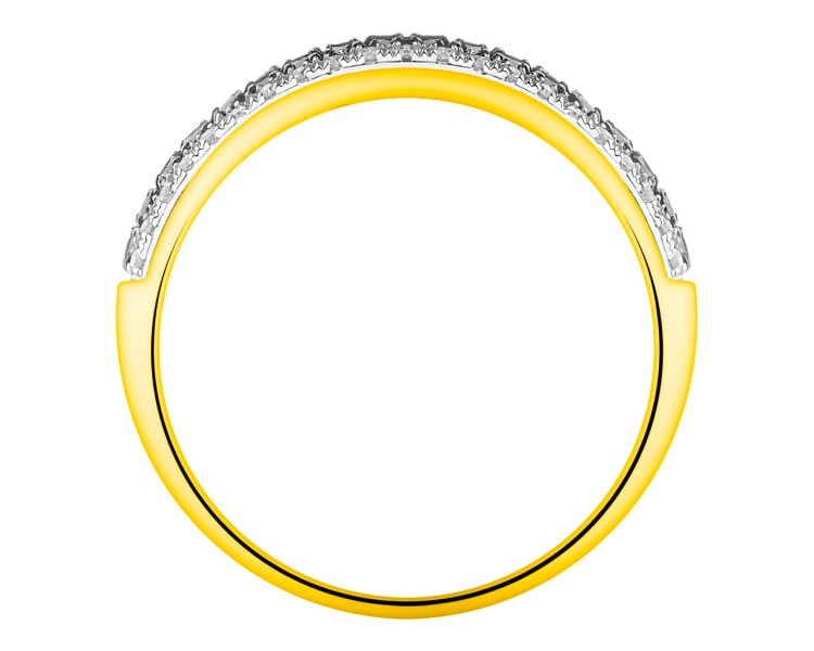 Pierścionek z żółtego złota z diamentami - próba 585