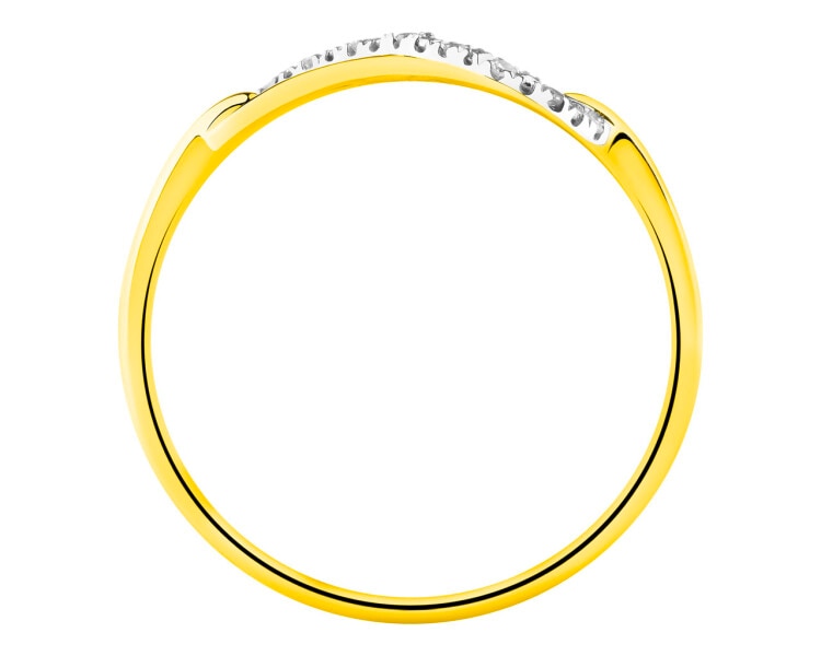 Pierścionek z żółtego złota z diamentami - nieskończoność 0,03 ct - próba 585