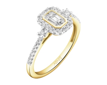 14 K Rhodium-Plated Yellow Gold Ring 0,29 ct - fineness 14 K