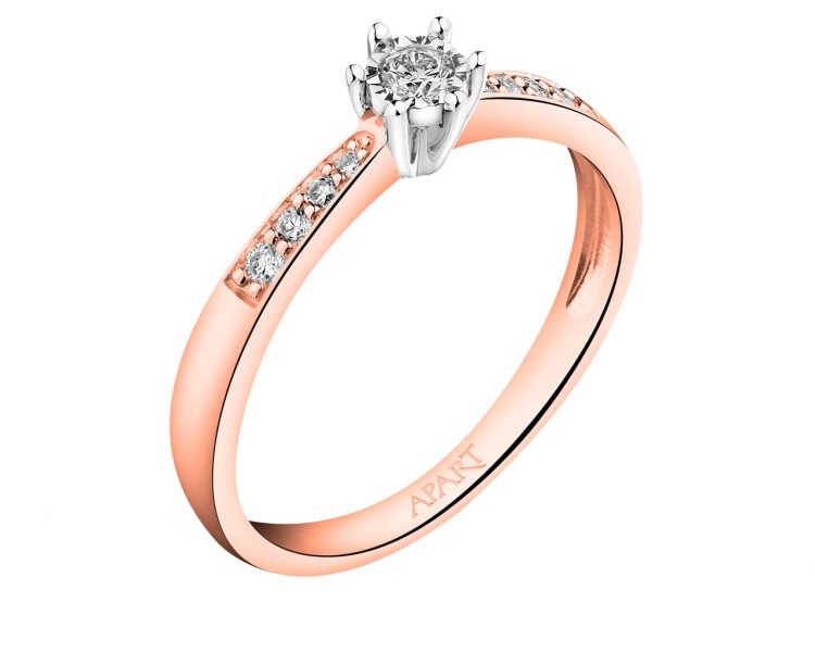 Prsten z růžového a bílého zlata s brilianty 0,13 ct - ryzost 585