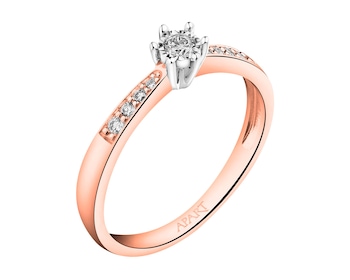 Prsten z růžového a bílého zlata s brilianty 0,13 ct - ryzost 585