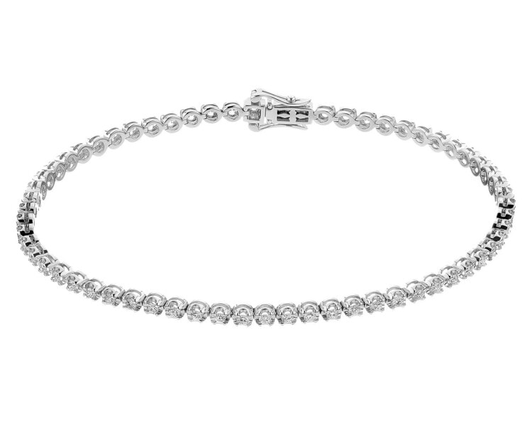 18 K Rhodium-Plated White Gold Tennis Bracelet with Diamonds 1,05 ct - fineness 18 K