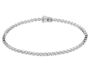 18 K Rhodium-Plated White Gold Tennis Bracelet with Diamonds 1,05 ct - fineness 18 K