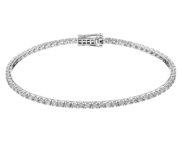 18 K Rhodium-Plated White Gold Tennis Bracelet with Diamonds 2,11 ct - fineness 18 K
