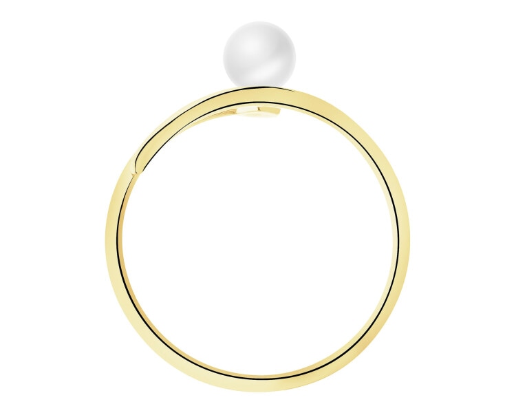 8 K Yellow Gold Ring with Pearl