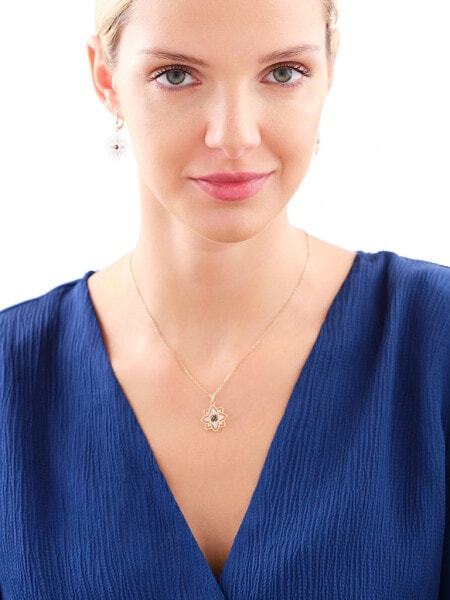 375 Yellow Gold/Black Rhodium Pendant with Cubic Zirconia