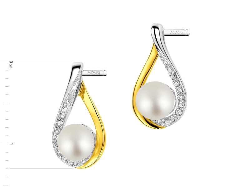 375  Earrings with Diamonds - fineness 375