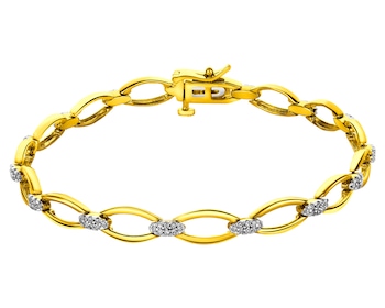 14 K Rhodium-Plated Yellow Gold Bracelet with Diamonds 0,36 ct - fineness 14 K