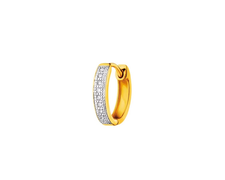 Zlatá kusová náušnice s diamanty 0,02 ct - ryzost 585