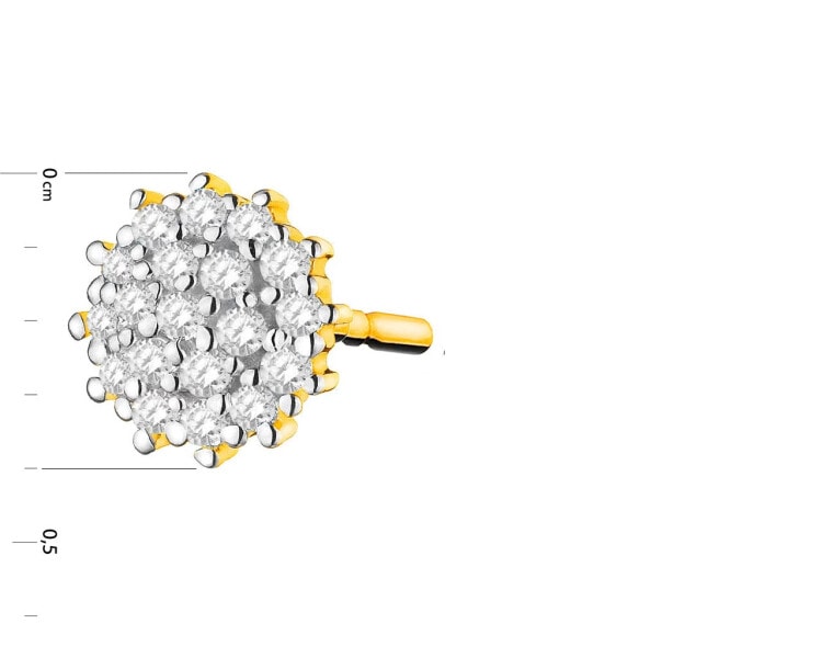 Yellow gold earrings with diamonds 0,04 ct - fineness 14 K