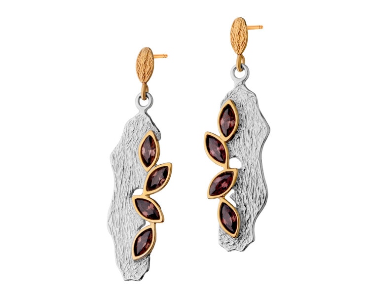 Rhodium-Plated Silver, Gold-Plated Silver Dangling Earring