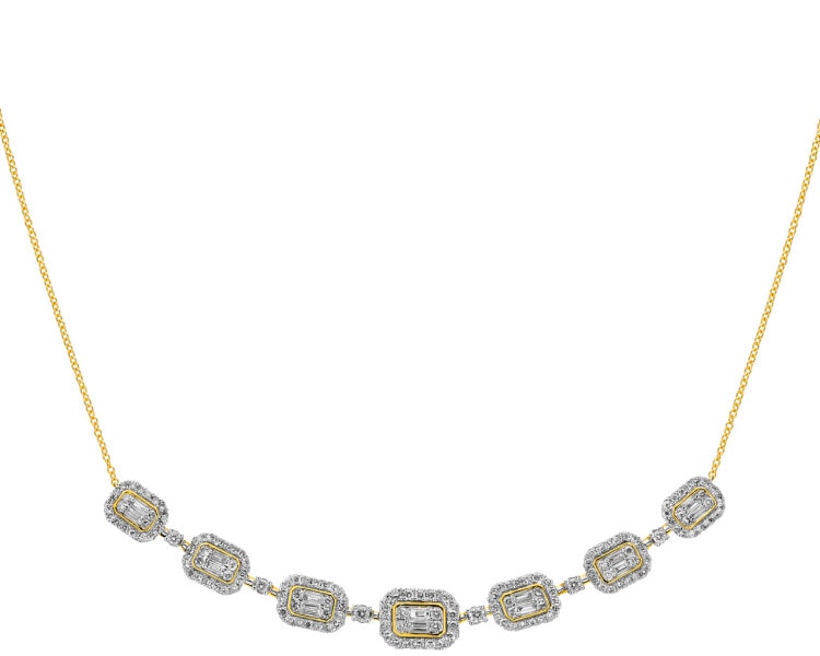 14 K Rhodium-Plated Yellow Gold Necklace 0,97 ct - fineness 14 K