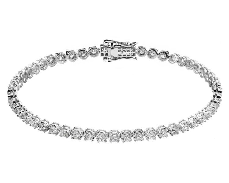 18 K Rhodium-Plated White Gold Tennis Bracelet with Diamonds 3 ct - fineness 18 K