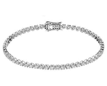 18 K Rhodium-Plated White Gold Tennis Bracelet with Diamonds 2,60 ct - fineness 18 K