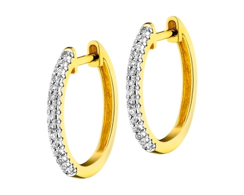 14 K Rhodium-Plated Yellow Gold Hoop Earring with Diamonds 0,08 ct - fineness 14 K