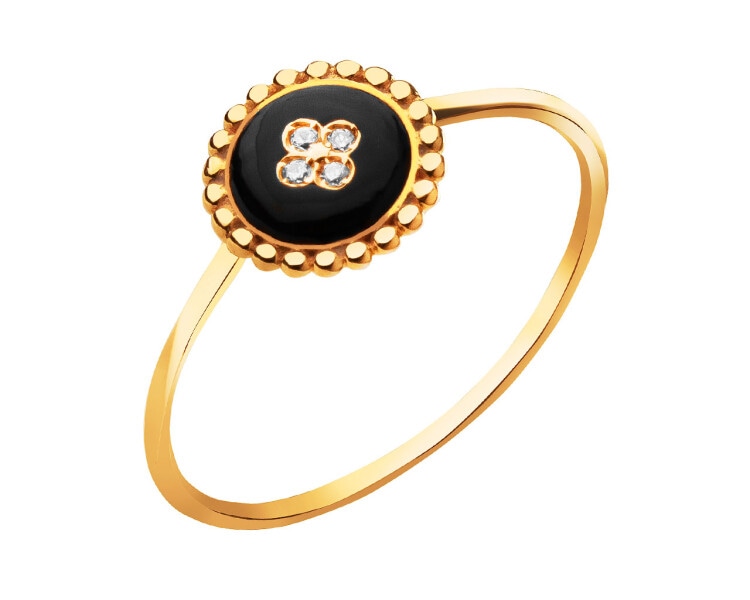9 K Yellow Gold Ring with Cubic Zirconia