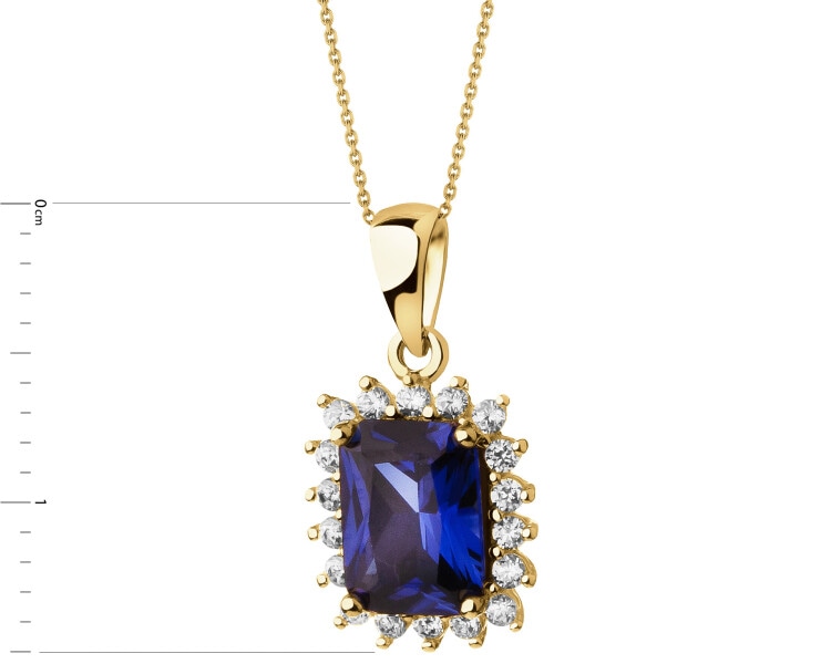 8 K Yellow Gold Pendant with Synthetic Sapphire