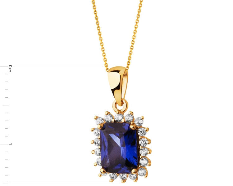 14 K Yellow Gold Pendant with Synthetic Sapphire