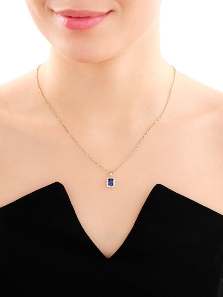 14 K Yellow Gold Pendant with Synthetic Sapphire