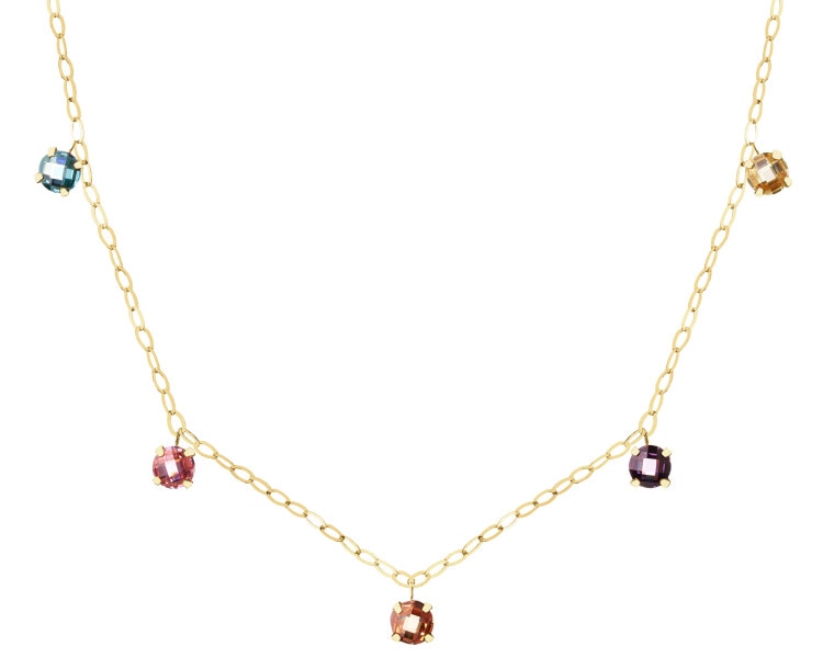 9 K Yellow Gold Necklace with Glass