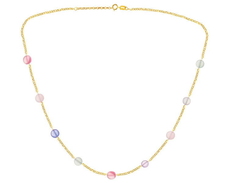 9 K Yellow Gold Necklace with Glass