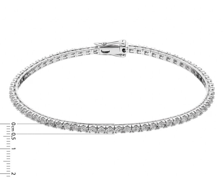 18 K Rhodium-Plated White Gold Tennis Bracelet with Diamonds - 2,30 ct - fineness 18 K