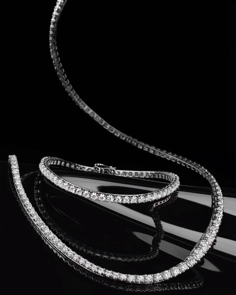 18 K Rhodium-Plated White Gold Tennis Bracelet with Diamonds - 2,44 ct - fineness 18 K