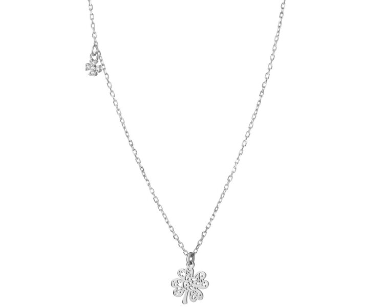Rhodium Plated Silver Necklace with Cubic Zirconia