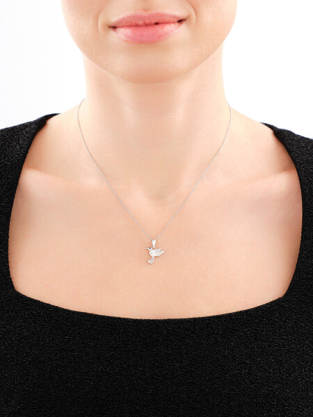 Rhodium Plated Silver Pendant with Synthetic Spinel