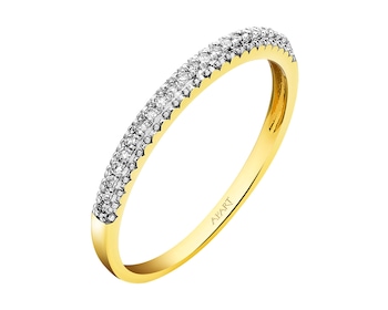 14 K Rhodium-Plated Yellow Gold Ring with Diamonds 0,06 ct - fineness 14 K