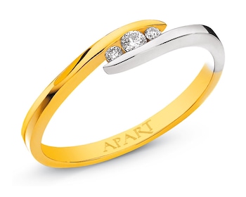 Yellow and white gold ring with brilliants 0,06 ct - fineness 14 K