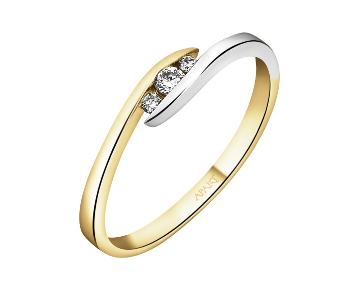 Yellow and white gold ring with brilliants - 0,06 ct - fineness 585