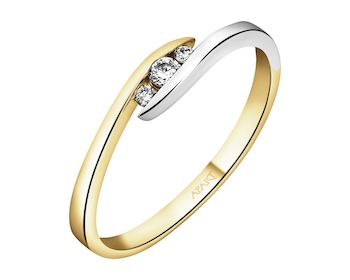 Yellow and white gold ring with brilliants - 0,06 ct - fineness 585