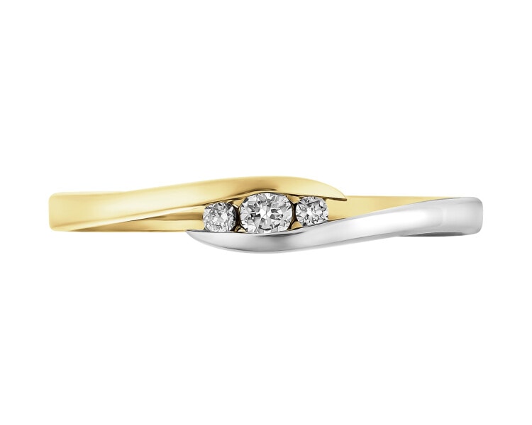 Yellow and white gold ring with brilliants - 0,06 ct - fineness 585