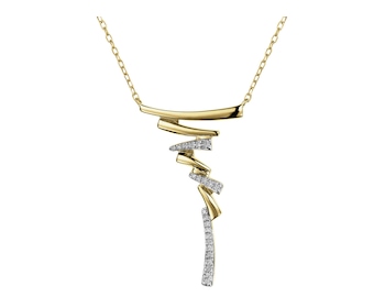 9 K Rhodium-Plated Yellow Gold Necklace with Diamonds 0,05 ct - fineness 9 K