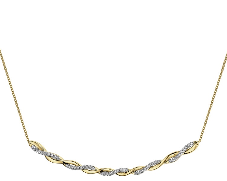 14 K Rhodium-Plated Yellow Gold Necklace with Diamonds - 0,25 ct - fineness 14 K