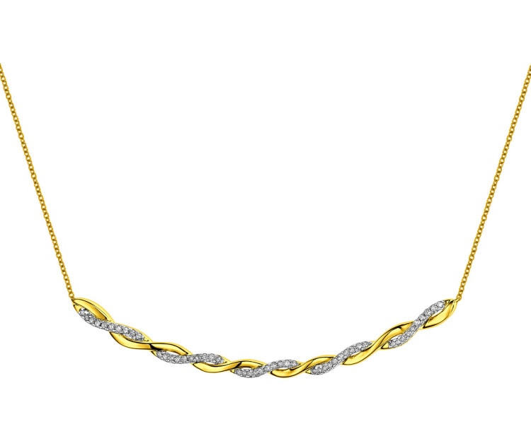 14 K Rhodium-Plated Yellow Gold Necklace with Diamonds 0,25 ct - fineness 14 K