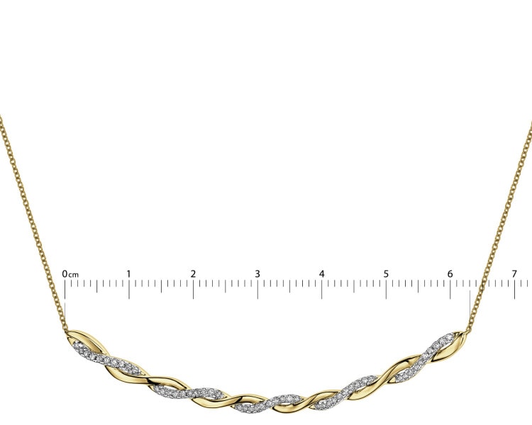 14 K Rhodium-Plated Yellow Gold Necklace with Diamonds - 0,25 ct - fineness 14 K