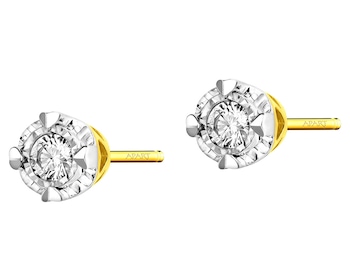 585 Yellow And White Gold Plated Earrings with Diamonds 0,12 ct - fineness 585