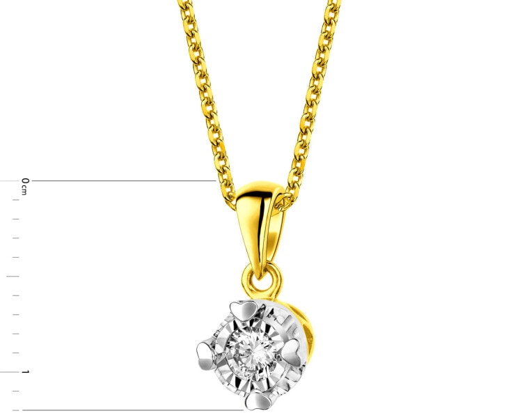 585 Yellow And White Gold Plated Pendant with Diamond 0,10 ct - fineness 585