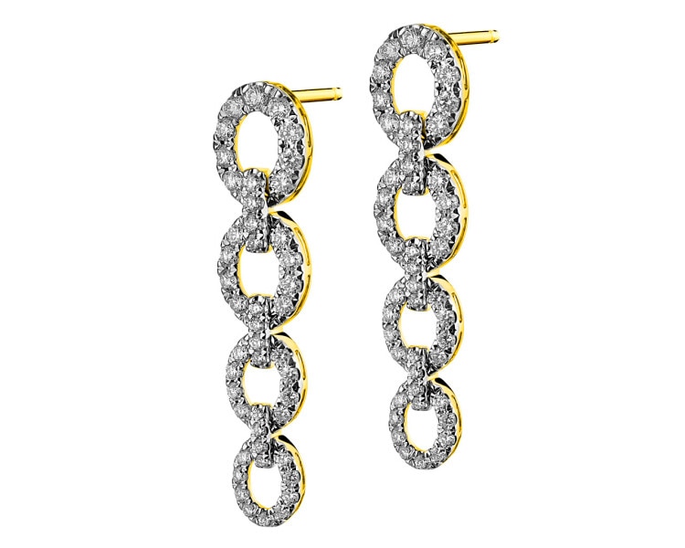 14 K Rhodium-Plated White Gold Dangling Earring with Diamonds 1 ct - fineness 14 K