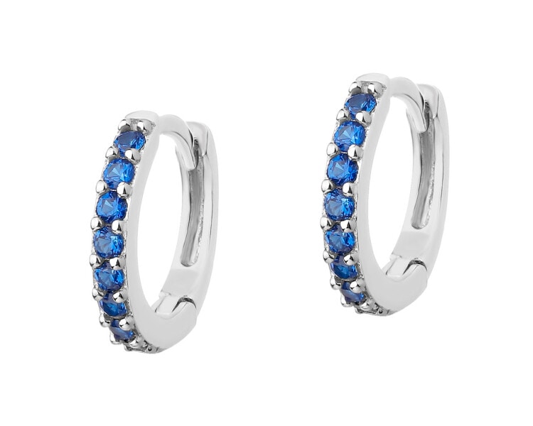 Rhodium Plated Silver Hoop Earring with Spinel
